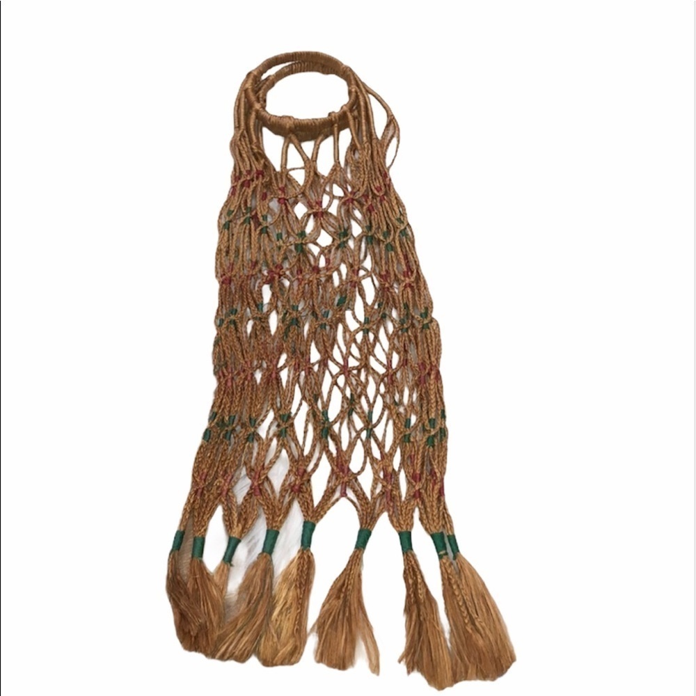 Beautiful straw woven boho tassel plant hanger